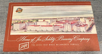 SCHLITZ BEER BREWING CO. MILWAUKEE, WISCONSIN-BEER POSTCARD UNUSED 1949