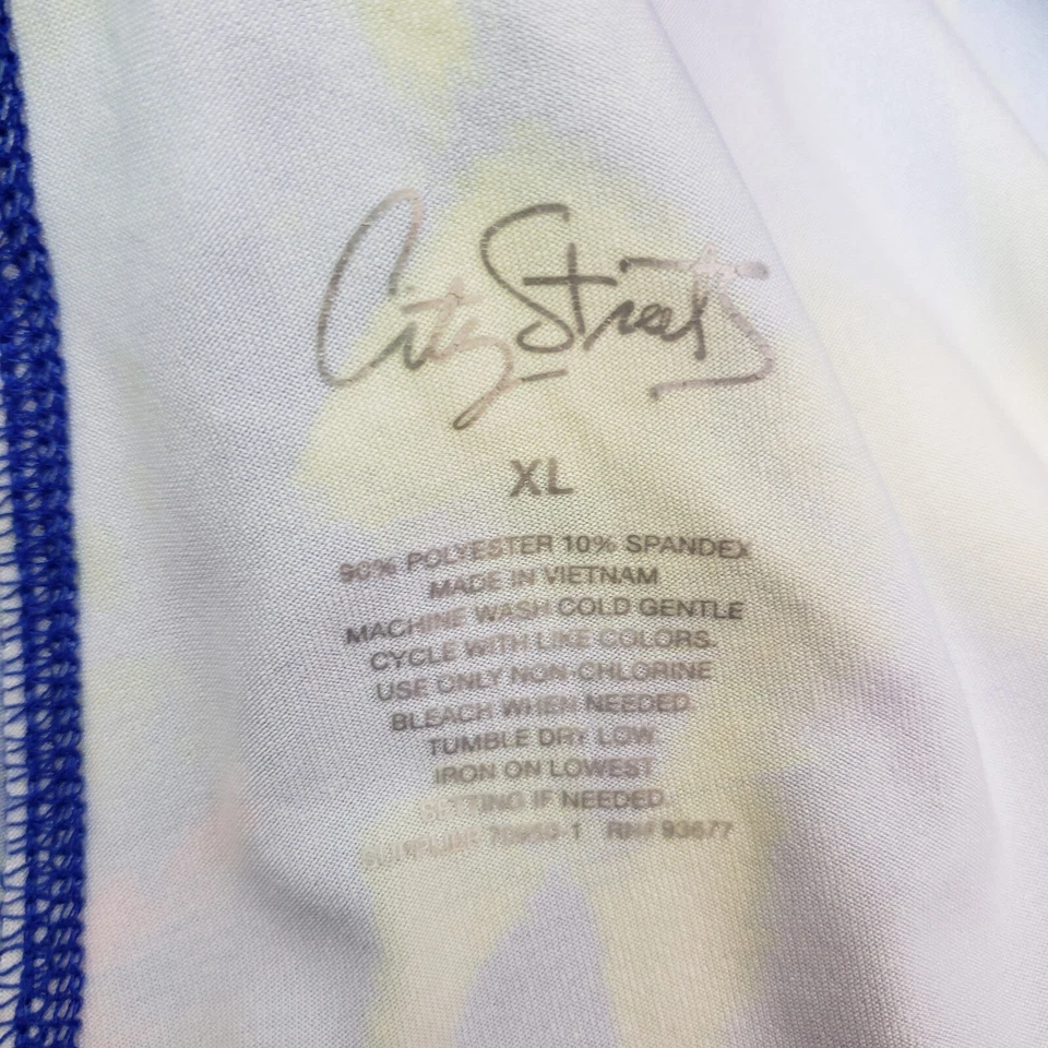 Calça Leggings Capri City Streets Feminina Tamanho XL Azul Rosa Amarelo Colorida Divertida - Imagem 4 de 4