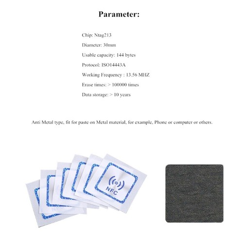 6PCS Universal NFC Ntag213 Tag Anti Metal Sticker NTAG 213 Metallic Badges Label - Zdjęcie 10 z 14