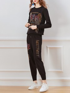 Completo Mujer Suéter Pantalones Deportivo Chándal Casa Negro Color Cómodo  3940 | eBay