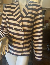 NWT CAbi Collection Cruise Jacket Style 5094 Navy Stripe Knit Blazer Sz 10