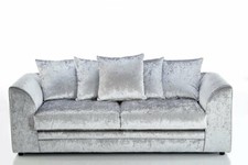 Crushed Velvet Sofa Corner Suite 3 2 Seater Armchair Set Silver Chicago Chairs