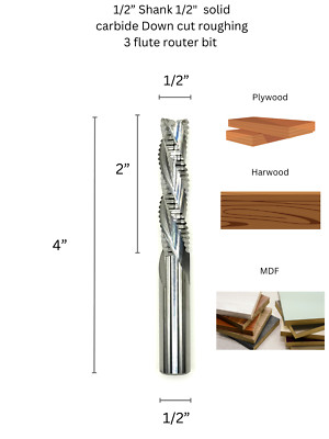 1/2 CNC Down-cut Solid Carbide 3-Flute Router Bit