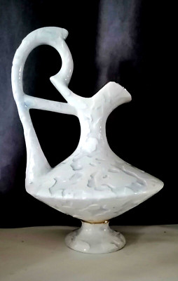 Vintage studio Pottery Vase Signed White Textured Hand Made