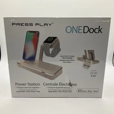 NEW Press Play One Dock Wireless Power Station For iPhone, iPod, iPad and Watch