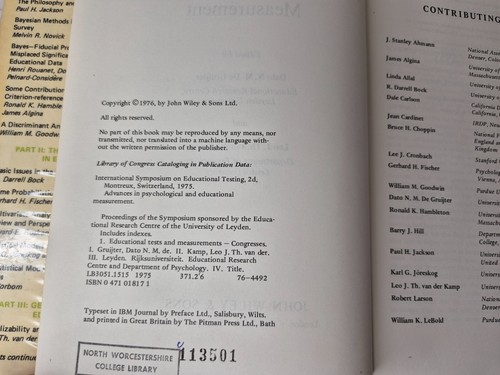 Advances in Psychological and Educationa... De Gruijter & van der Kamp, 1976 1st - Picture 10 of 16