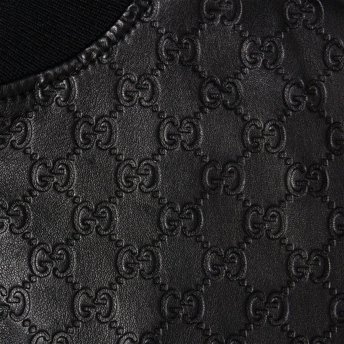 GUCCI Black Embossed GG Leather Bomber Jacket New And GUCCI Black Embossed GG Leather Bomber Jacket New And