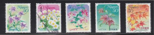 JAPAN 2009 (PREFECTURE) FLOWERS OF HOMETOWN SERIES 4 50 YEN COMP. SET OF 5 STAMP - Picture 1 of 1
