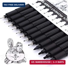 Art Fineliner Ink Pens,Technical Drawing Pen, Set of 12, Black