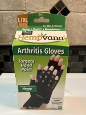 Hempvana Arthritis Gloves W/ Hemp Fibers ~Targets Hand Pain ~L/XL Size~NIB