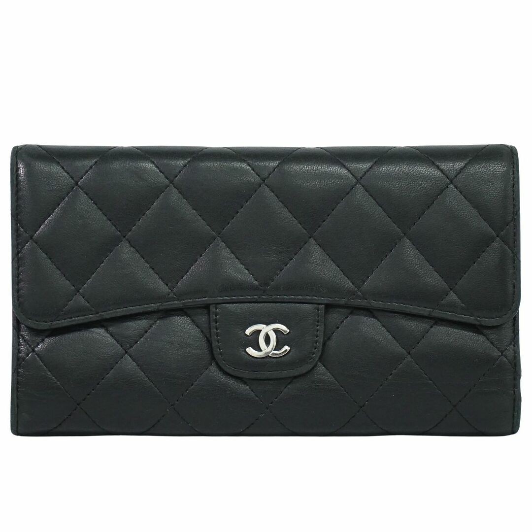 Chanel Black Matelasse Leather Long Wallet Pre-Owned