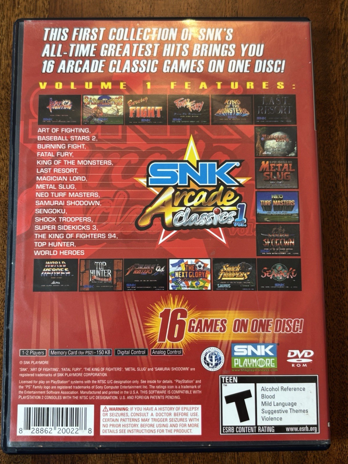 SNK Arcade Classics Vol. 1  PlayStation 2 CIB *Tested*