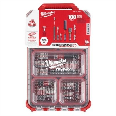 100 PC Shockwave Packout Bit Set Milwaukee Electric Tools MLW48 32 4082