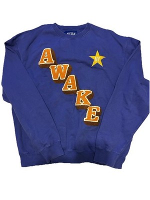 Awake New York Sweatshirt Mens Large Blue Chenille AWAKE NY Star Crewneck Logo