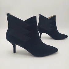 Adrienne Vittadini Sande Black Suede Leather Ankle Boots Booties Womens Size 7.5