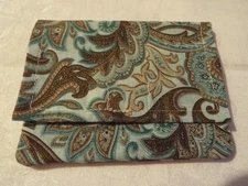 Turquoise& Brown Paisley Print Wonder Wallet -Lots of Pockets -Small and Compact
