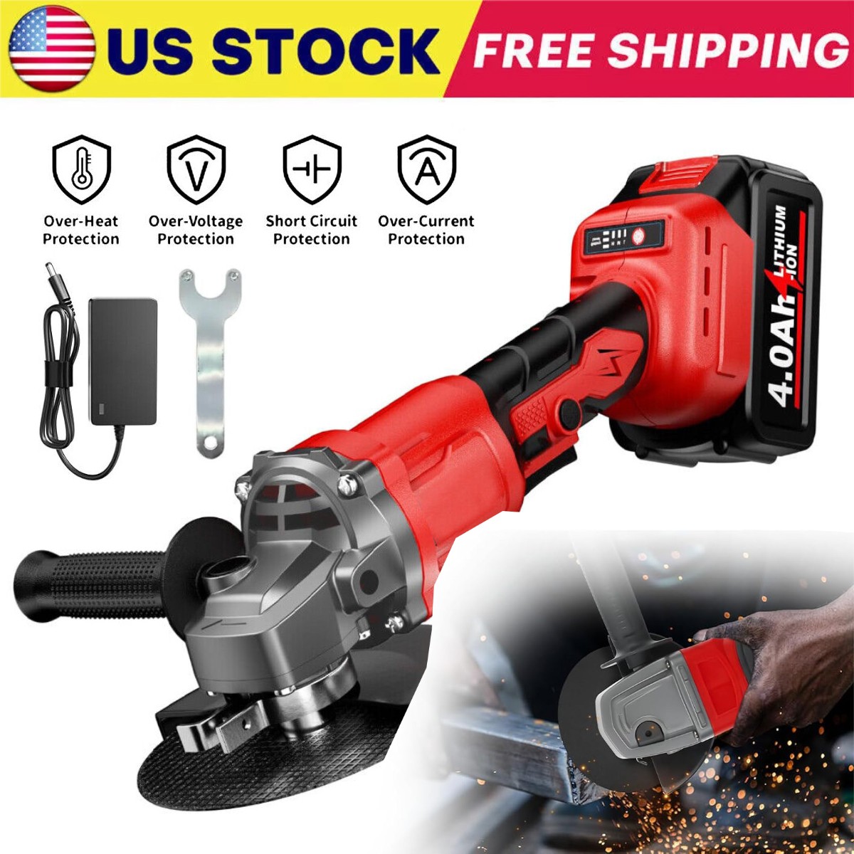 21V Brushless Angle Grinder Adjustable Grinding Tool Polishing Grinding Cutting