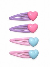 4-Pack Women Heart Snap Hair Clips  Pink Purple Blue 