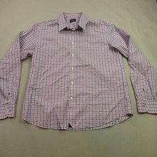 UNTUCKit Men's X-Large Slim Fit Wrinkle Free Pink Blue Plaid Dress Shirt