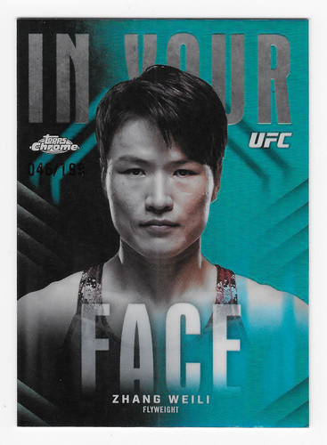 Zhang Weili 2026 Topps Chrome UFC In Your Face Insert #IYF-11 Aqua Refractor/199