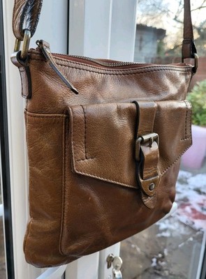 Marks and Spencer M&S hellbraune Echtleder Schultertasche Umhängetasche Handtasche