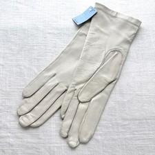 Vintage Van Raalte Cabretta Leather Gloves Silk Lined Cream Deadstock Size 7