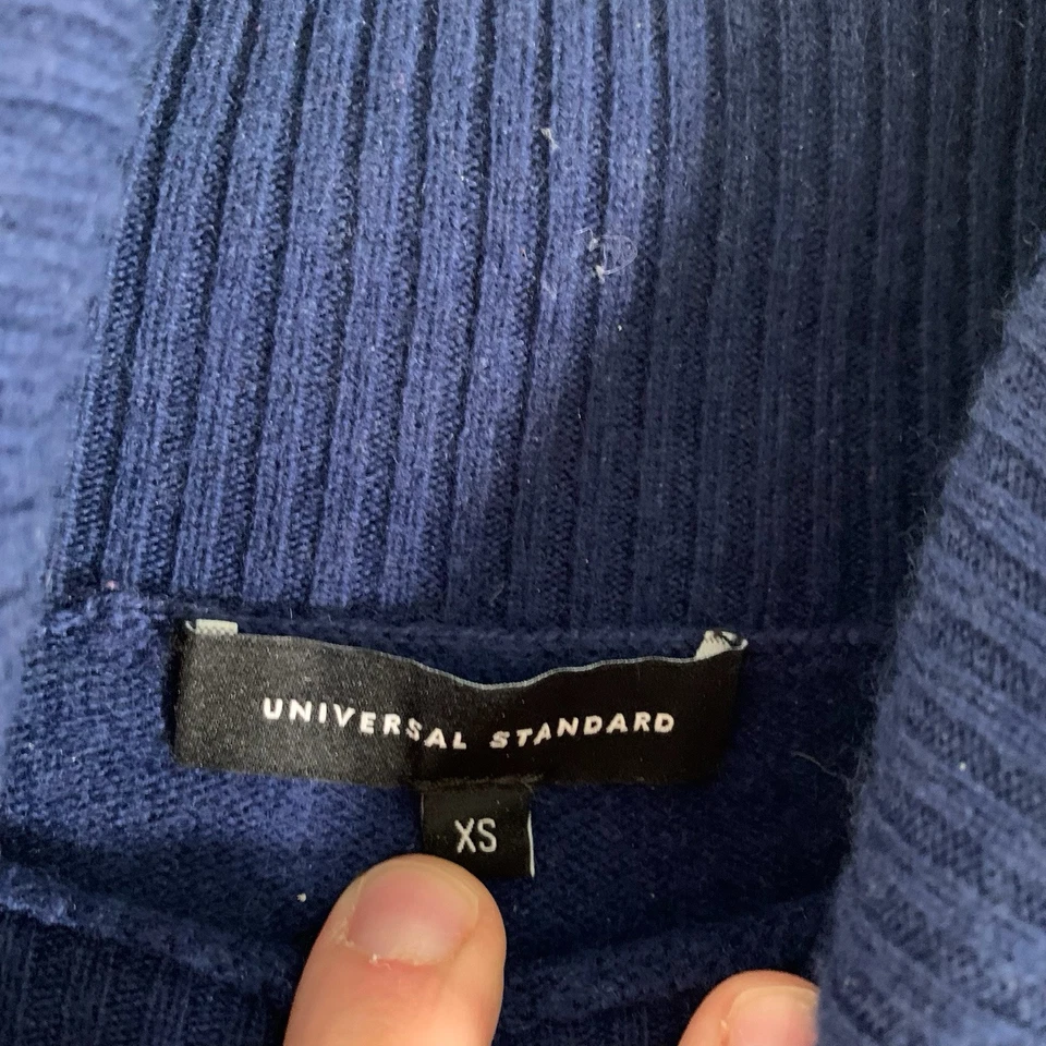 Vestido Universal Estándar Lana Cachemira Mujer XS Azul Marino Manga Larga Cuello Alto Foto 4 de 4