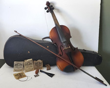 Vtg Antonius Stradivarius Cremonensis Faciebat Anno 17 Violin, Bow, Leather Case
