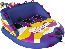 Inflatable Water Towable Tube for Boats Heavy-Duty 1-3 Rider Tow Tube FREE SHIP