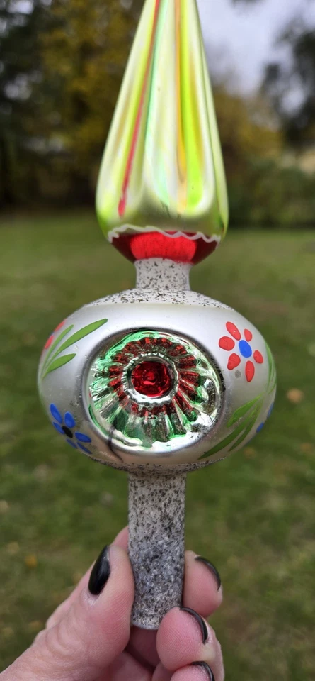 复古水星玻璃圣诞树上衣带盒波兰制造 12 英寸 — 第 3/4 张图片