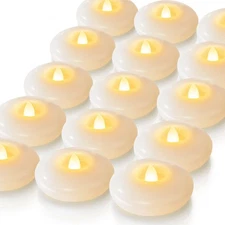 Homemory 24 Pack 3窶・Flameless Led Floating Candles, 200 Hour White Battery Op...