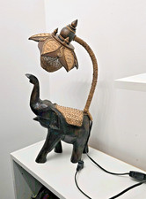 Wooden Carved Bamboo Elephant Lamp