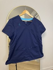 ScrubStar Premium Scrubwear Set Women  s L Top  M Pants Navy Blue Medical