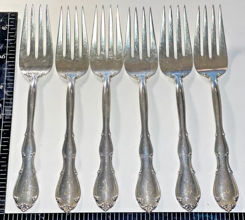 1957 TOWLE FONTANA 6 1/2" SALAD FORK "T" 39+ GRAMS .925 STERLING SILVER = $95+