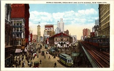 Postcard Herald Square Broadway Sixth Avenue New York City Linen Unposted