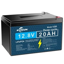 12V 20Ah Lithium LiFePO4 Battery, Built-in 20A BMS, for Solar Power, Small UPS