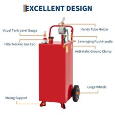 40 Gallon Portable Fuel Tank Gas Caddy with Manual Pump Hose Wheels