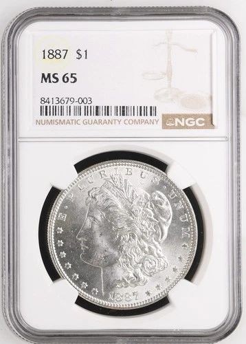 1887 $1 NGC MS 65