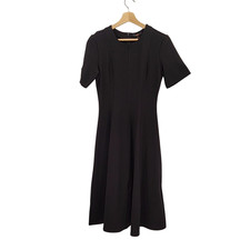 Quince Ultra-Stretch Ponte Short Sleeve Midi Dress Black Basic Sleeved S
