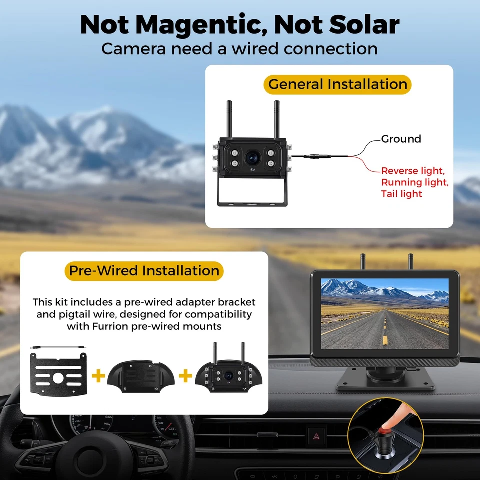 Wireless Backup Camera with 7" HD LCD Monitor & DVR for RV, Truck, Camper - Image 2 of 4