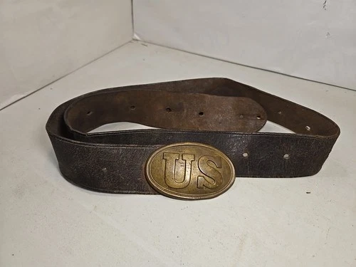 Civil War Leather Belt w/US Belt Buckle