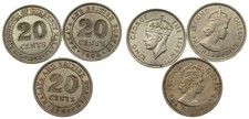 Malaya and British Borneo - 20 Cents 1948, 1954, 1961