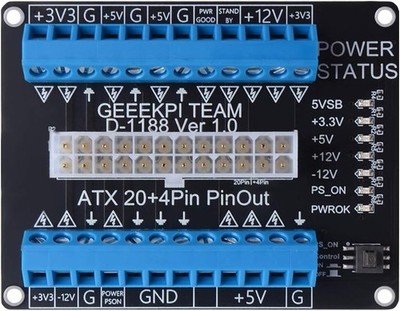 24 20 Pin ATX DC Netzteil Breakout Board Schraubklemmen Adapter für PC Netzteil
