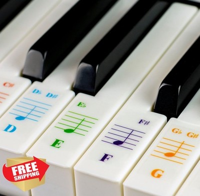 QMG 88 Key Piano Keyboard Stickers Large Letters