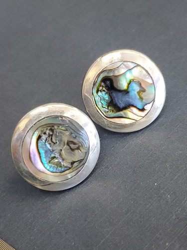 925 STERLING SILVER AND ABALONE CUFFLINKS - Picture 5 of 5