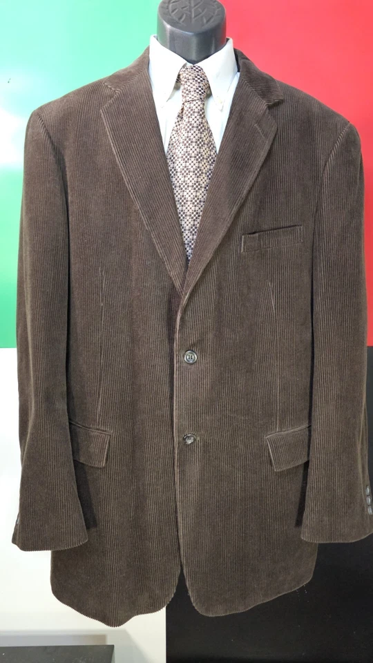 Cianni Cellini Super Cord Plush Corduroy Men's 44L Brown Sportcoat Jacket +Tie - Image 3 of 4