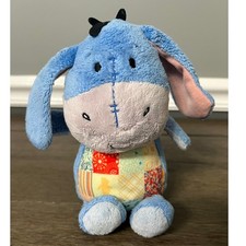 Disney Eeyore Plush Hallmark Patchwork Bow Stuffed Animal Toy 9 Inches