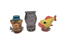 Contained Art Porcelain Airtight Stash Jars Herb Storage Chimpanzee, Owl, Fish