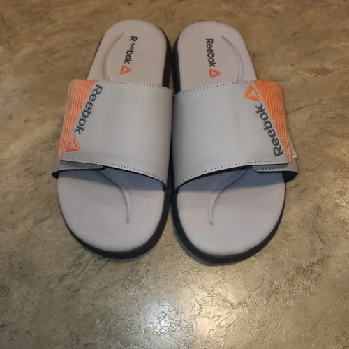 SCARPE DA UOMO REEBOK MEMORY FOAM SLIDE TAGLIA 12 GRIGIE PUNTA APERTA REGOLABILI