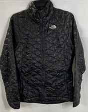 The North Face Women's Thermoball Jacket Black Quilted Full Zip Puffer Size S